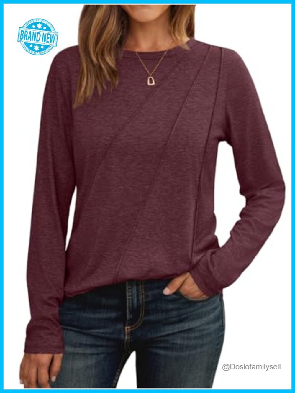Women's Long Sleeve Tunic Top Pleated Crewneck Loose Fit Casual Shirt